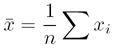 average equals sum of 
					all values over number of values