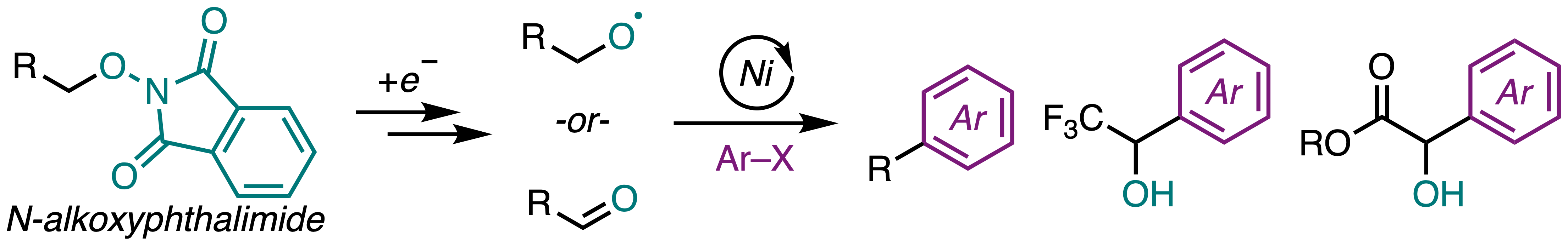 A TOC graphic displaying Ni-catalyzed reductive coupling of N-alkoxyphthalimides and aryl halides.